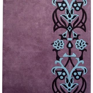 Handmade Soho Tribal Purple New Zealand Wool Rug