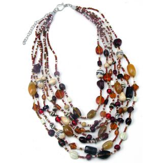Handmade Glass and Agate Pomegranate Splash Necklace (India) Today $