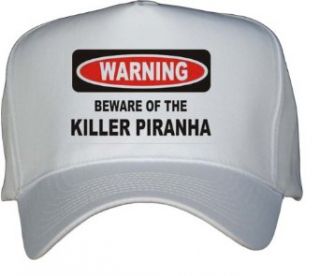 BEWARE OF THE KILLER PIRANHA White Hat / Baseball Cap