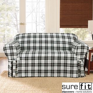 Sure Fit Soft Suede Plaid Loveseat Slipcover