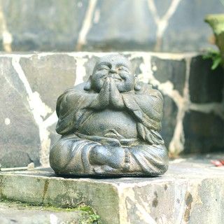 Stone Small Happy Buddha Praying Antique (Indonesia)