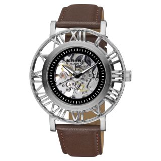 Akribos XXIV Mens Stainless Steel Automatic Skeleton Strap Watch MSRP