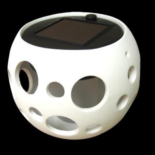 Round Ceramic Solar Lights Pot with Bubble Cutouts