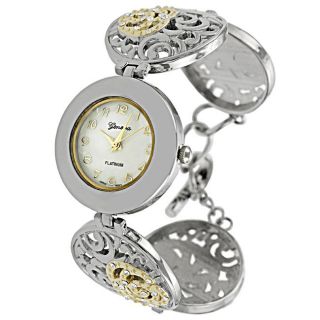 Geneva Womens Two tone Ornate Toggle Watch