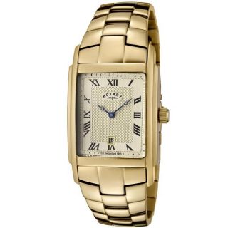 Rotary Mens Champagne Textured Dial Gold Ion plated Watch