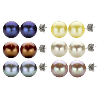 DaVonna High luster Freshwater Pearl Stud Earrings (10 11 mm)