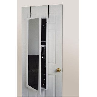 White Framed Wall or Door Jewelry Armoire Mirror