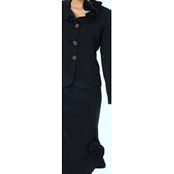 Divine Apparel Womens Black Ruffle Skirt Suit