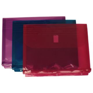 Assorted Colors Velcro Closure Plastic Binder Envelopes (Pack of 12