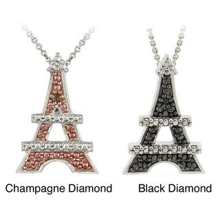 DB Designs Sterling Silver Diamond Accent Eiffel Tower Necklace