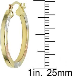 10k Three tone Gold 22 mm Hoop Earrings