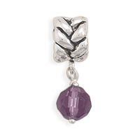 Sterling Silver Charm Bracelet Bead Purple Glass Dangle