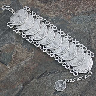 Silverplated Pewter Overlapping Coins Bracelet (Turkey)