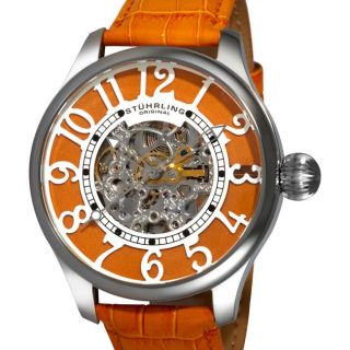 Stuhrling Original Womens Calypso Orange Oversized Automatic Watch