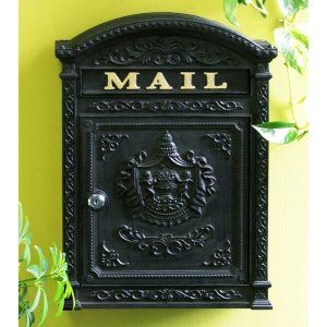 Ecco E6 Victorian Wall Mount Mailbox in Satin Black  