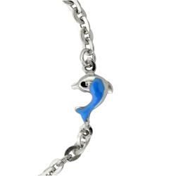 Sterling Silver Childrens Enameled Dolphin Adjustable Bracelet