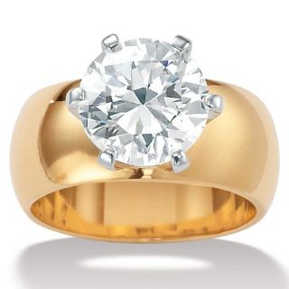 Ultimate CZ Gold Overlay Cubic Zirconia Solitaire Ring