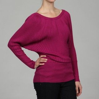 Red Womens Ribbed Dolman Sleeve Sweater