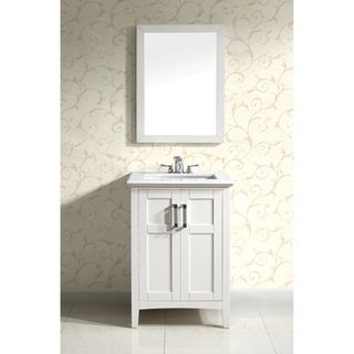 Salem White 24 inch Bath Vanity with 2 Doors and White Marble Top