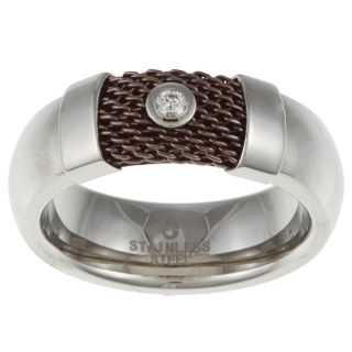 Stainless Steel Chocolate Mesh Diamond Band Ring Today $69.99
