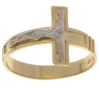 14k Two tone Gold Crucifix Ring