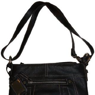 Womens Tignanello Purse Handbag Pebble Leather X Body Shoulder Black