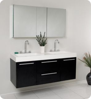 Fresca Opulento Black Double sink Bathroom Vanity with Medicine
