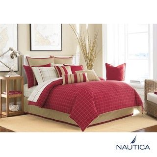 Nautica Brayton Point Red Queen size 12 piece Bed in a Bag with Sheet