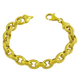 Goldkist 18k Yellow Gold over Silver Rope Design Cable Bracelet