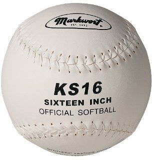 Markwort 16 Inch Synthetic Cover Softball, White Sports
