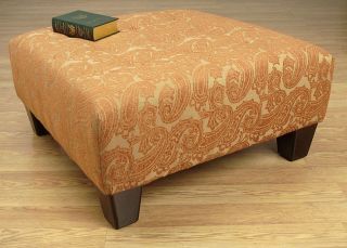 Sand Paisley Button tufted Cocktail Ottoman