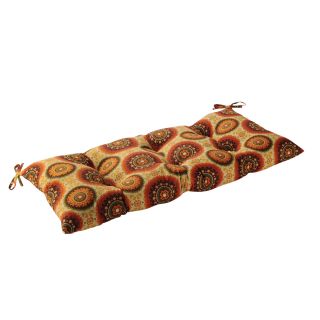 Pillow Perfect Outdoor Brown/ Orange Circles Tufted Loveseat Cushion