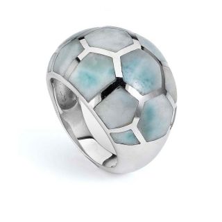 Sterling Silver Larimar Hexagon Ring