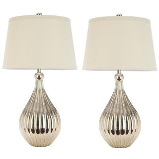 Indoor 1 light Champagne Curved Table Lamps (Set of 2)
