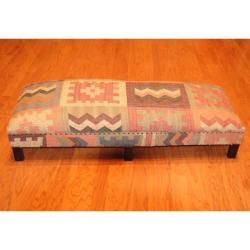 Handmade Kilim Upholstered Low Bench (India)