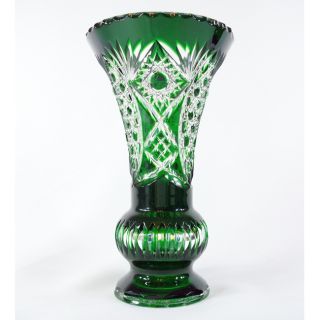 Black Tie Crystal Medium Emerald Green Tulip Vase (Russia)