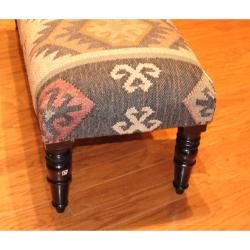 Handmade Kilim Upholstered Bench (India)