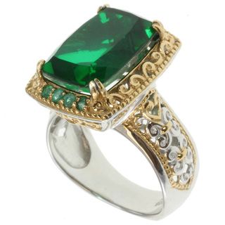 Michael Valitutti Two tone Emerald Quartz and Emerald Ring