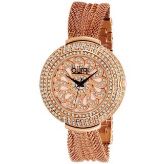 Burgi Womens Crystal Mesh Bracelet Quartz Watch