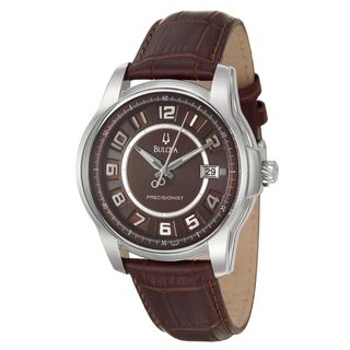 Bulova Mens Precisionist Stainless Steel/ Brown Leather Watch