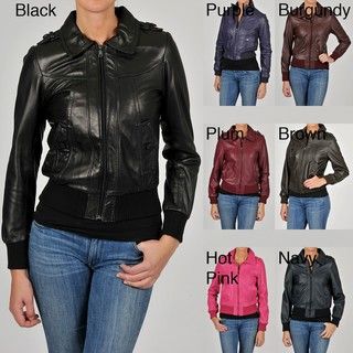 Knoles & Carter Womens Leather Bomber Jacket