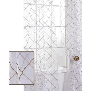 Lattice White Embroidered Organza 96 inch Sheer Curtain Panel
