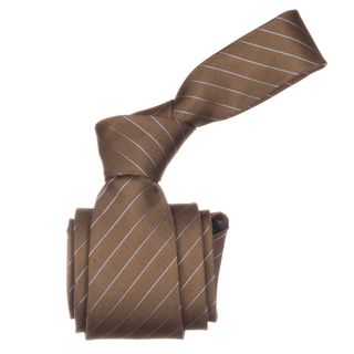 Republic Mens Brown Striped Microfiber Neck Tie