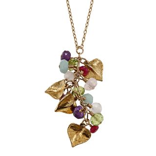 Charming Life 14k Goldfill Gemstones and Leaves Cascade Necklace
