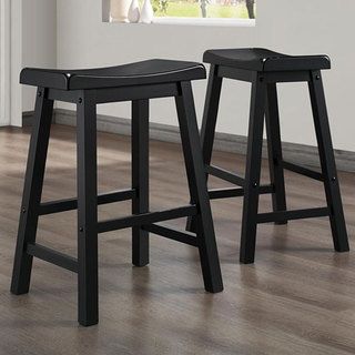 ETHAN HOME Salvador Saddle Back 24 inch Stool in Black Sand Through