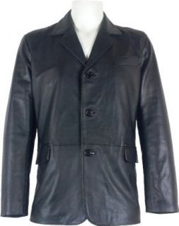 Mens Classic Blazer Black leather jacket #B5: Clothing