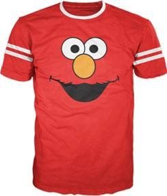 Sesame Street Elmo Face With Striped Seeves Red T shirt