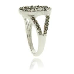 Silver Overlay Marcasite Peace Symbol Ring