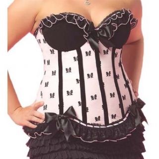 Plus Size Pink and Black Bow Print Mesh Bustier XL