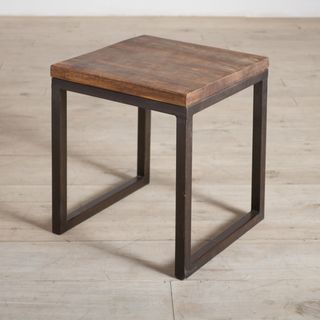 Cordova Reclaimed Wood and Iron Side Table (India)